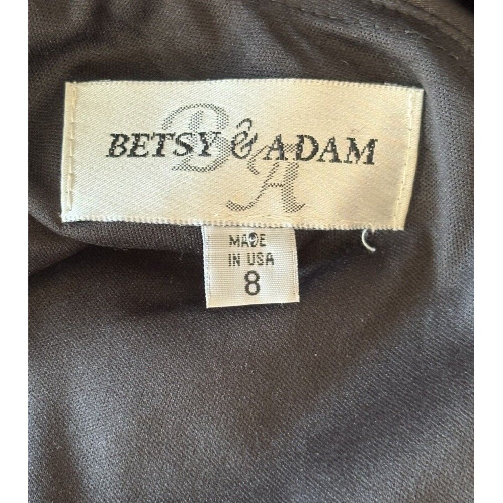 Betsy & Adam Black Satin One Shoulder Evening Gown Dress Size 8 Ruched Mermaid - Picture 5 of 6